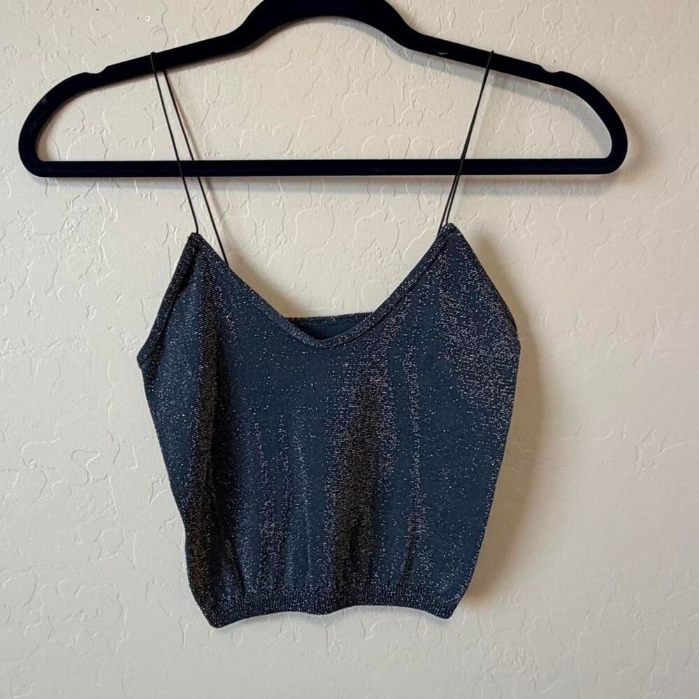 Free-people Women's Black Sparkly Tank-top